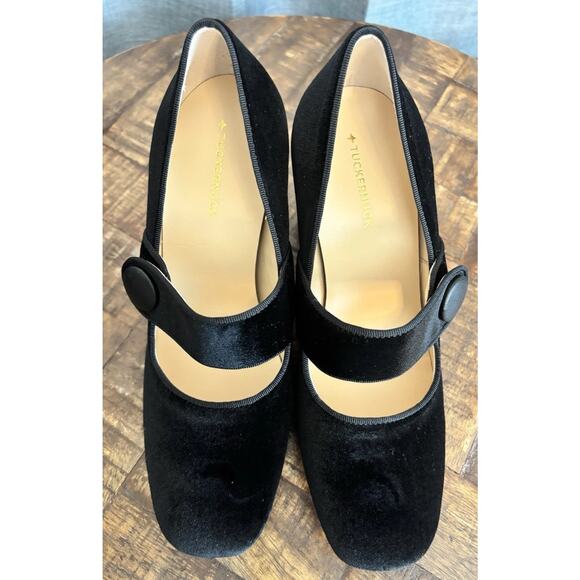 Tuckernuck Velvet Ellie Block Maryjane Heel black Size 8 - Picture 14 of 16